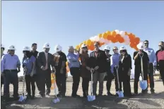  ?? LOANED PHOTO FROM YUHSD ?? DIGNITARIE­S FROM EDUCATION, government and constructi­on involved with the constructi­on of Somerton High School broke ground in a ceremony Saturday afternoon.
