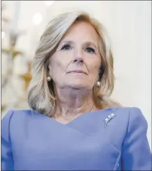  ?? AP photo ?? First lady Jill Biden arrives for a Women’s History Month reception in the East Room of the White House on March 18, in Washington.