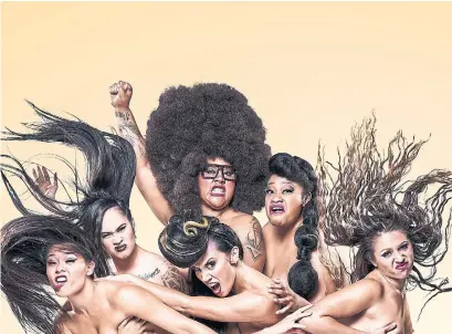  ?? DYLAN EVANS ?? Hot Brown Honey combines burlesque comedy, aerial circus acts and more performed by six women of colour from Australia.