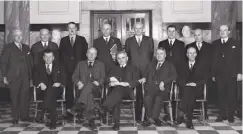  ??  ?? Below: 1935’s Labour cabinet, with Peter Fraser next to prime minister Michael Savage, centre of front row