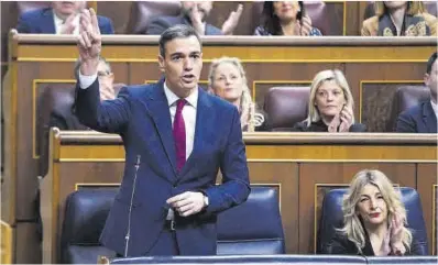 ?? David Castro ?? Pedro Sánchez habla en el Congreso, ayer durante la sesión de control al Gobierno.