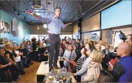  ?? Charlie Neibergall Associated Press ?? FORMER U.S. REP. Beto O’Rourke of Texas visits Burlington, Iowa, in one of a series of events planned in the early presidenti­al caucus state over several days.