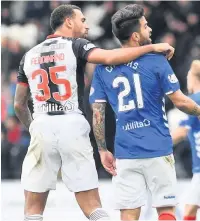  ??  ?? NO KISS AND MAKE UP Ferdinand and Candeias in Paisley