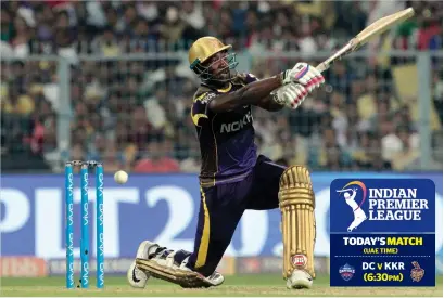  ?? AP ?? Kolkata Knight Riders’ all-rounder Andre Russel is in the form of his life. —