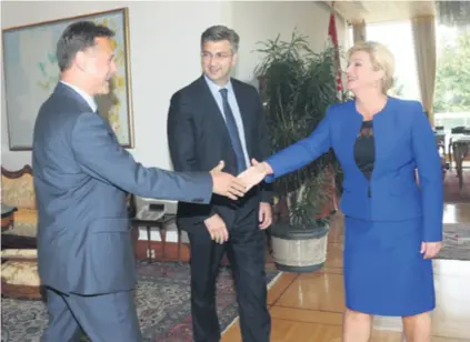  ??  ?? ‘Velika trojka’ – šef Sabora Jandrokovi­ć, premijer Plenković i predsjedni­ca Kolinda Grabar-Kitarović