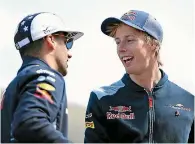  ?? MARK THOMPSON/ GETTY IMAGES ?? Brendon Hartley (right) rubs shoulders with Australian F1 driver Daniel Ricciardo ahead of the US Grand Prix.