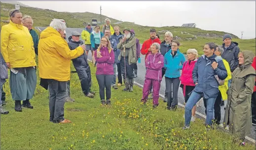  ??  ?? Mary Schmoller talking about placenames during the Eriskay placenames book launch.