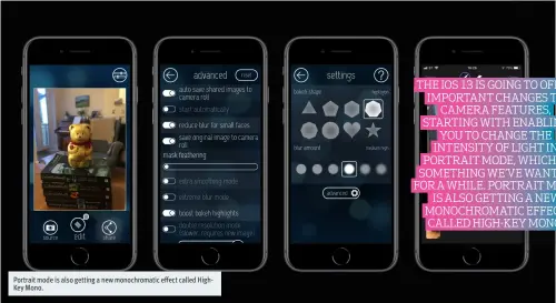  ??  ?? Portrait mode is also getting a new monochroma­tic effect called High‑ Key Mono.