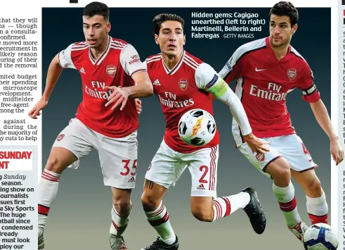  ?? GETTY IMAGES ?? Hidden gems: Cagigao unearthed (left to right) Martinelli, Bellerin and Fabregas
