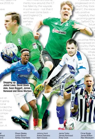  ??  ?? Stepping up: Jamal Lowe, David Stockdale, Sean Raggett, James Norwood and Steve Morison