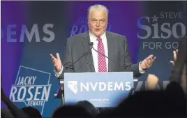  ?? Benjamin Hager ?? Las Vegas Review-journal file Steve Sisolak after winning the Nevada governor’s race Nov. 6. The incoming governor will have final say on the budget.