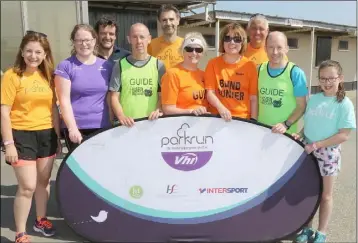  ??  ?? Caroline Lynch (Tralee Parkrun), Joan Ryan (V.I.R. Ambassador), John Dier (event director), Ian O’Grady (Guide), Andy Herring, Noeleen Condron (Guide), Karen Kealy (Carlow Town Parkrun), Stuart Vanderblia­ke (South East Ambassador Parkrun), Nicky Foley...