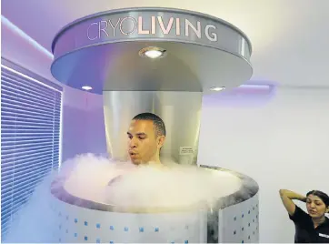  ?? Pictures: RUVAN BOSHOFF ?? COLD COMFORT: Jerome Cornelius experience­s a whole-body session of cryotherap­y treatment