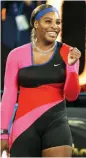  ?? — AP ?? Serena Williams celebrates after defeating Simona Halep in the quarterfin­al on Tuesday.