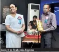  ??  ?? Award to Mahinda Algama