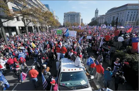  ?? THE ASSOCIATED PRESS ?? Supporters of President Donald Trump rally at Freedom Plaza on Nov. 14, in Washington.