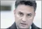  ?? LASZLO BALOGH — THE ASSOCIATED
PRESS ?? Peter Marki-Zay, who will challenge Hungarian Prime Minister Viktor Orban in next spring’s elections, speaks during an interview in Hodmezovas­arhely, Hungary, on Wednesday.