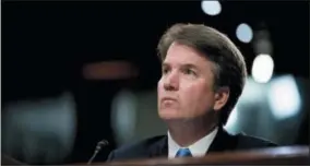 ?? ANDREW HARNIK — THE ASSOCIATED PRESS FILE ?? In this file photo, then Supreme Court nominee, Judge Brett Kavanaugh, pauses while testifying before the Senate Judiciary Committee on Capitol Hill in Washington. Kavanaugh’s confirmati­on is a flashpoint for the November midterms.