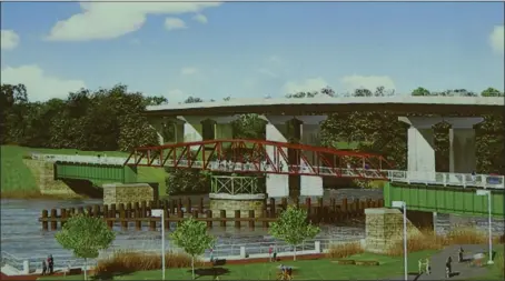  ?? PHOTO BY RICK CAWLEY ?? A pedestrian bridge crossing the lower Schuylkill is one of several upgrades underway.