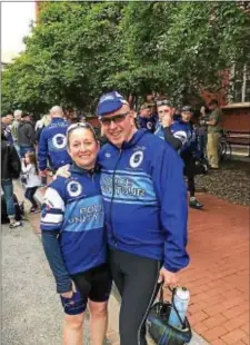  ?? SUBMITTED PHOTO ?? Upper Darby Police Sgt. Amanda Pombo and State Constable Mark Connor during the Police Unity Tour back in May. The two will be embarking on another miles-long bike ride on Sunday for the 30th Annual Irish Pub Tour de Shore fundraiser as part of the...