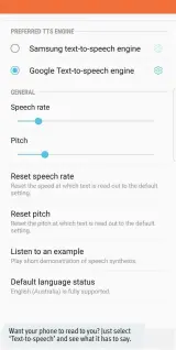  ??  ?? Want your phone to read to you? Just select ‘Text-to-speech’ and see what it has to say.
