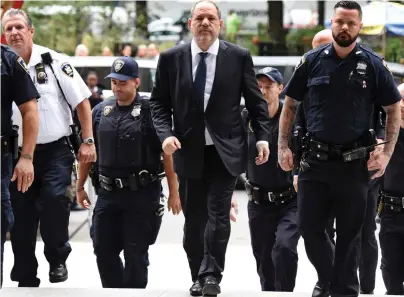  ??  ?? Sex charges: Harvey Weinstein arrives for the hearing at court in New York yesterday