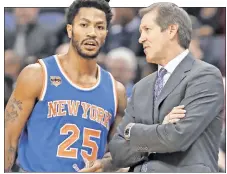  ??  ?? NO MORE PAIN: Jeff Hornacek said Derrick Rose didn’t complain about his back after practice Monday, and was “hopeful” the guard would play Tuesday against the Pacers.