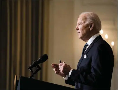  ?? Picture: AFP ?? CLIMATE CHAMPION. US President Joe Biden speaks in the White House this week about climate change issues. Biden signed several executive orders related to the climate change crisis on Wednesday, including one directing a pause on new oil and natural gas leases on public lands.