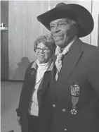  ?? TOM DODGE/COLUMBUS DISPATCH FILE ?? Geraldine Poindexter Williams and John B. Williams at the Poindexter Village exhibit opening at the Ohio History Connection in 2018.