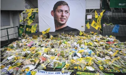  ?? ?? A floral tribute in Nantes to Emiliano Sala after the forward’s death in 2019. Photograph: Loïc Venance/AFP/Getty Images