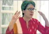  ?? —ANI ?? Congress leader Priyanka Gandhi Vadra speaks to media, in New Delhi on Wednesday.