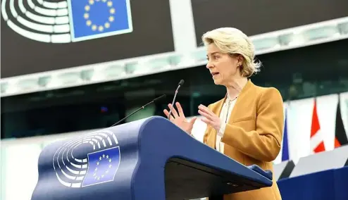  ?? ?? Ursula von der Leyen a fait cette annonce en s'adressant aux membres du Parlement européen mardi matin.
