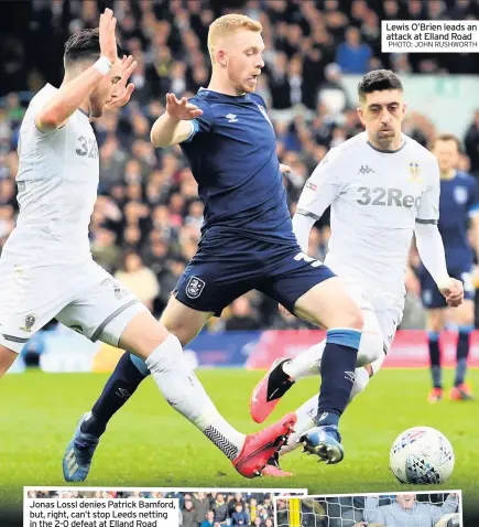  ??  ?? Lewis O’Brien leads an attack at Elland Road PHOTO: JOHN RUSHWORTH