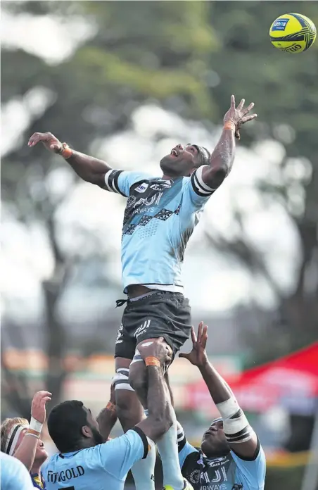  ?? Photo: Zimbio ?? Fiji Airways Fijian Drua flanker and captain Mosese Voka misses a line-out throw against Sydney Ray at the Concord Oval in Sydney, Australia on September 23, 2018.