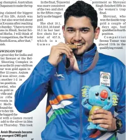  ?? AP ?? At 15, Anish Bhanwala became India’s youngest CWG gold medallist.