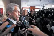  ?? JOSE M. OSORIO/CHICAGO TRIBUNE ?? Mayor Rahm Emanuel speaks to the media prior to a launch of the New American Democracy Campaign at Casa Michoacan in Chicago on Jan. 29, 2016.