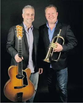  ??  ?? Sean Harkness, left, and Mike Herriott, known as H2, have released their second album, called Home for the Holidays. It features jazz sounds of guitar and flugelhorn.