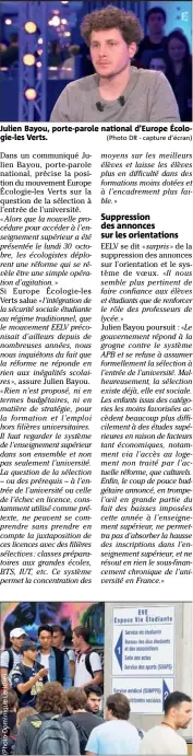  ?? (Photo DR - capture d’écran) ?? Julien Bayou, porte-parole national d’Europe Écologie-les Verts.