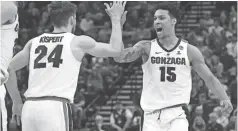  ?? KIRBY LEE/ USA TODAY SPORTS ?? Gonzaga, featuring Brandon Clarke and Corey Kispert, cruised the first two rounds in the West Regional.