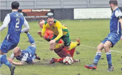  ?? Richard Birch ?? ● No penalty was given for this challenge by the Airbus keeper against Caernarfon.