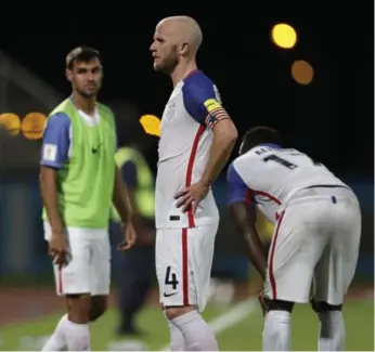  ?? REBECCA BLACKWELL/THE ASSOCIATED PRESS ?? Michael Bradley reacts after losing to Trinidad and Tobago in Tuesday’s 2018 World Cup qualifying match.