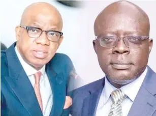  ?? ?? Ogun State Governor, Dapo Abiodun and Wale Adedayo, impeached Chairman of Ijebu East Local Government Area of Ogun State