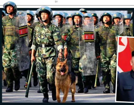  ??  ?? CRACKDOWN:
Chinese troops on the streets in Xinjiang province. Below: North Korean dictator Kim Jong Un