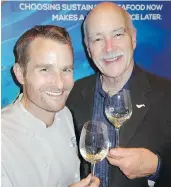  ??  ?? Chef Ned Bell and Vancouver Aquarium CEO John Nightingal­e attend a Naramata Bench wine benefit for Ocean Wise’s sustainabl­e fishing efforts.