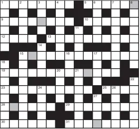  ?? ?? FOR your chance to win, solve the crossword to reveal the word reading down the shaded boxes. HOW TO ENTER: Call 0901 293 6233 and leave today’s answer and your details, or TEXT 65700 with the word CRYPTIC, your answer and your name. Texts and calls cost £1 plus standard network charges. Or enter by post by sending completed crossword to Daily Mail Prize Crossword 16,954, PO Box 28, Colchester, Essex CO2 8GF. Please include your name and address. One weekly winner chosen from all correct daily entries received between 00.01 Monday and 23.59 Friday. Postal entries must be date-stamped no later than the following day to qualify. Calls/texts must be received by 23.59; answers change at 00.01. UK residents aged 18+, excl NI. Terms apply, see Page 56.