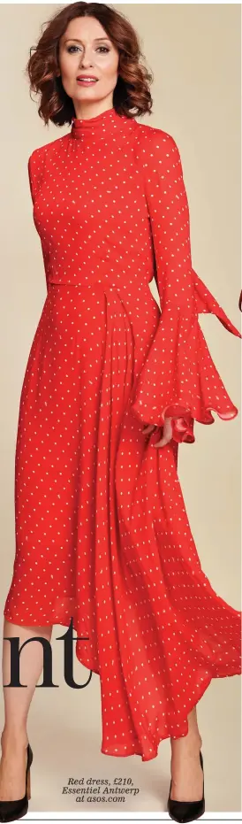  ??  ?? Red dress, £210, Essentiel Antwerp at asos.com