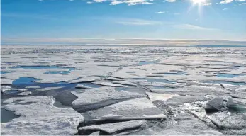  ?? FOTO: DPA ?? Eisplatten auf dem Arktischen Ozean am Nordpol: Das Eis schmilzt, der Meeresspie­gel steigt.