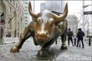  ?? THE ASSOCIATED PRESS ?? The Charging Bull sculpture by Arturo Di Modica in New York’s Financial District is seen Wednesday.