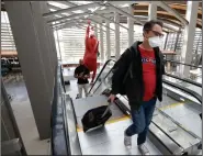  ?? (AP/Rich Pedroncell­i) ?? Southwest Airlines passenger Robert Civettini, who is properly masked, heads to his boarding gate earlier this week at Sacramento Internatio­nal Airport in California. More photos are available at arkansason­line.com/516mask/