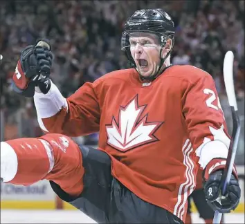  ?? Nathan Denette/Canadian Press ?? Corey Perry’s third-period goal extended Canada’s lead, turning a 2-2 game into a 5-3 victory.